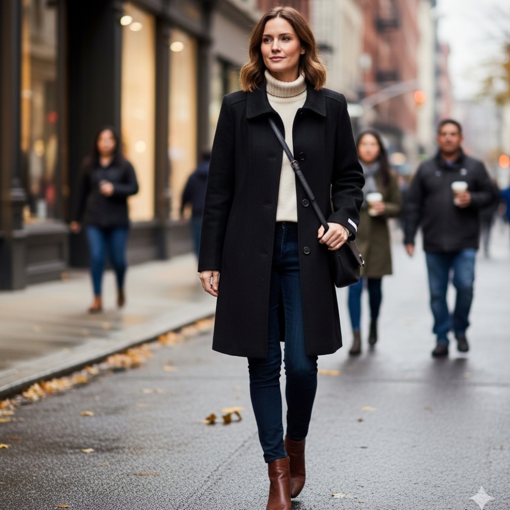 Calvin Klein Black Women's Wool Coat (47)